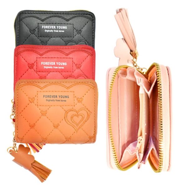 Billetera Cuadrada Con Estampado De Corazon Forever Young