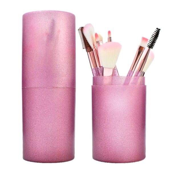 Set De Brochas De 12 Unidades En tubo Color Morado con Glitter