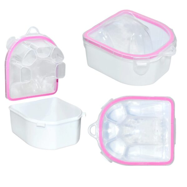 Bowl Plastico Para Manicura Borde Rosa Y Compartimento