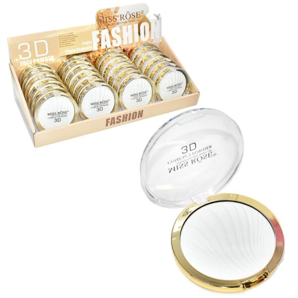 Polvo Compacto Para Rostro Blanco Miss Rose Circular 3D