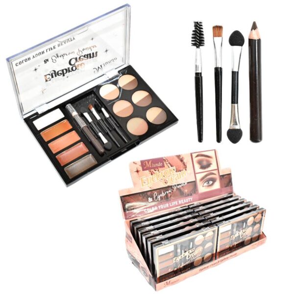 Kit De Sombra Pomada Y Polvo Para Cejas Con Aplicadores De Miundo